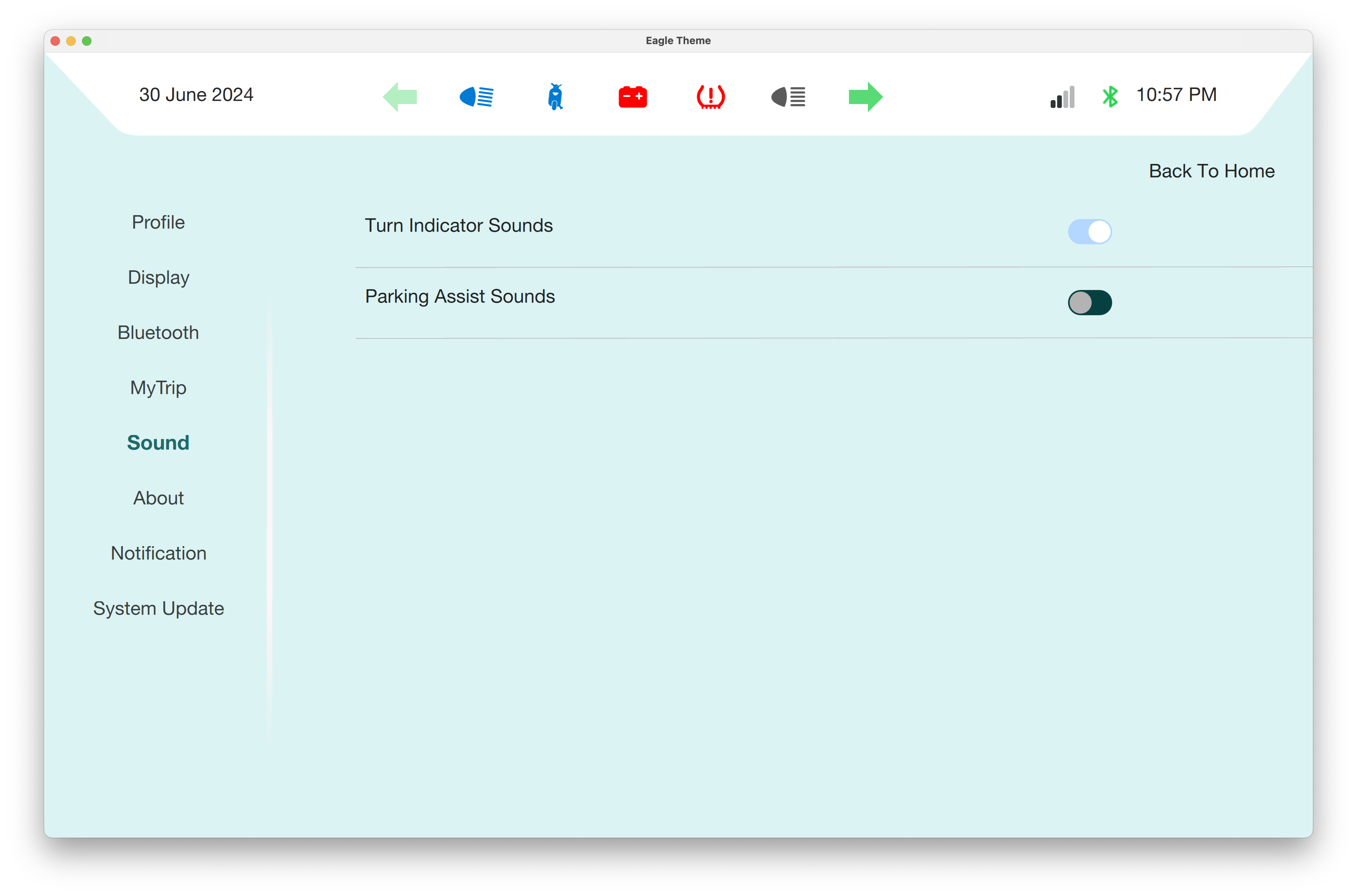 Sound Settings Qt/QML interface screenshot