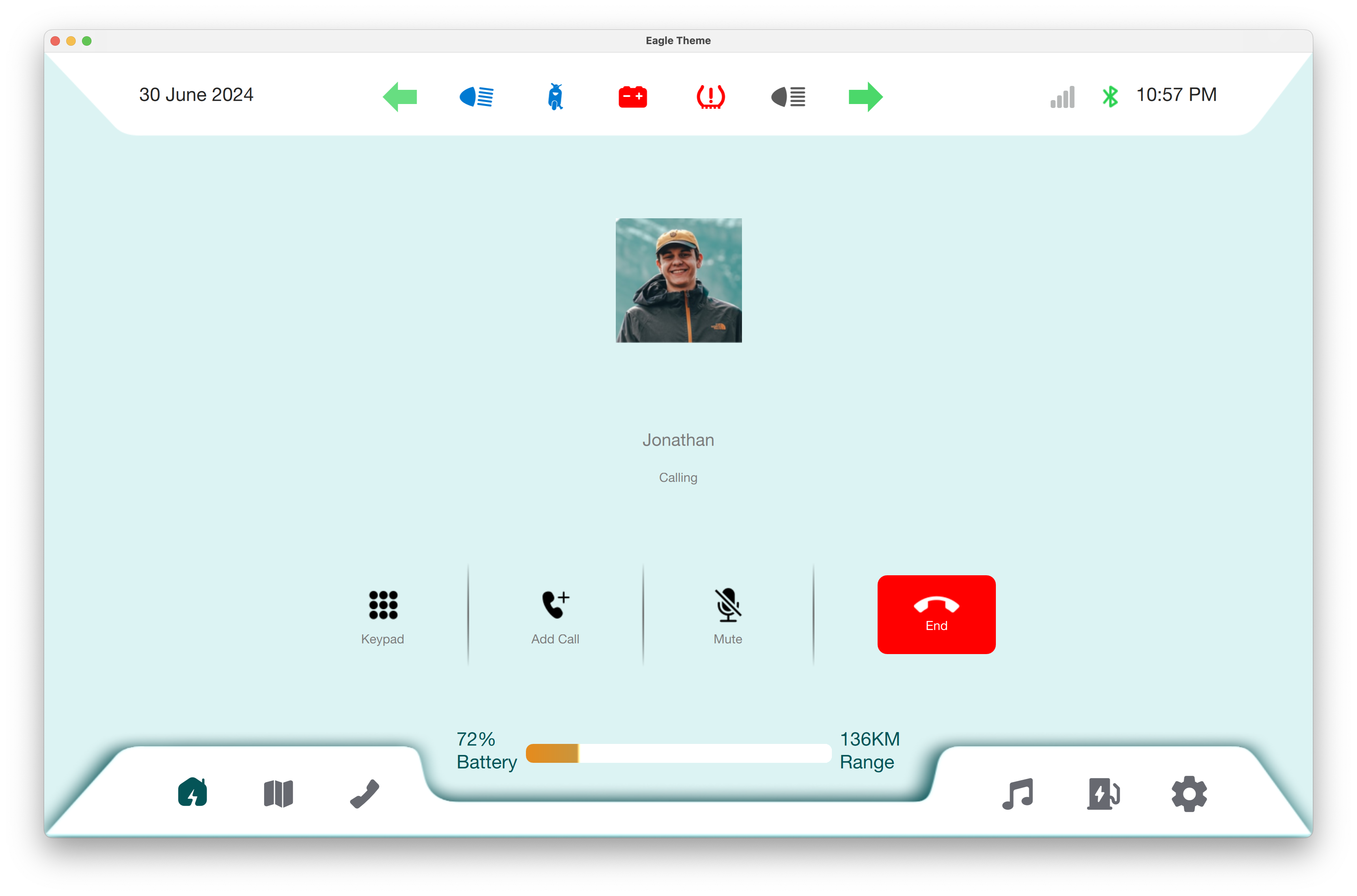 Incoming Call Screen Qt/QML interface screenshot