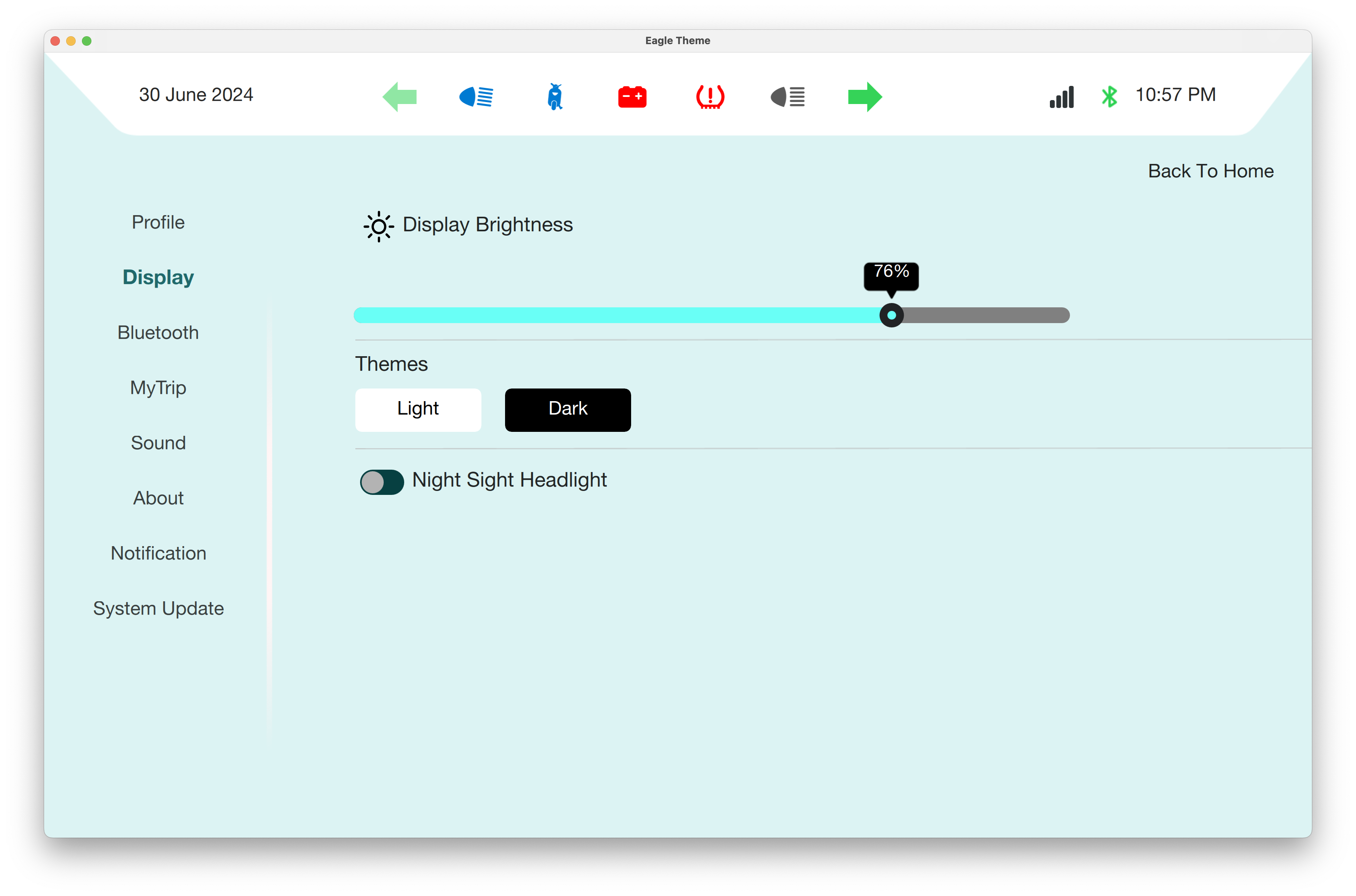Display Brightness Settings Qt/QML interface screenshot