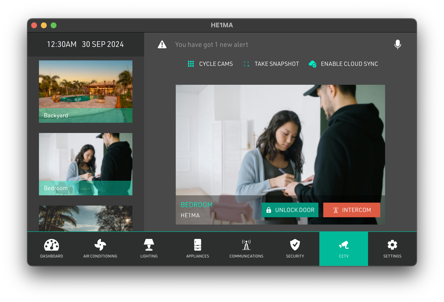 Security Camera Monitoring Qt/QML interface screenshot