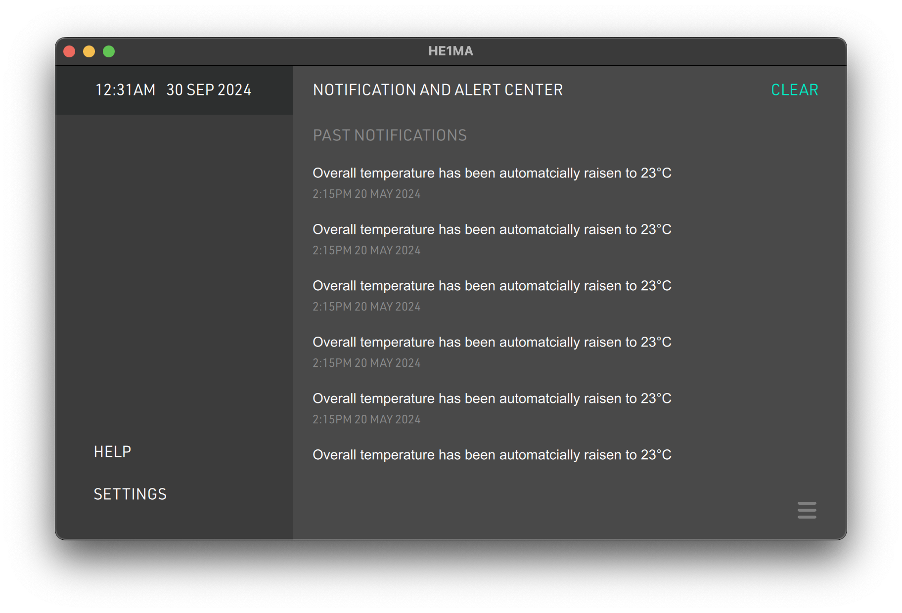 Notification And Alert Center Qt/QML interface screenshot