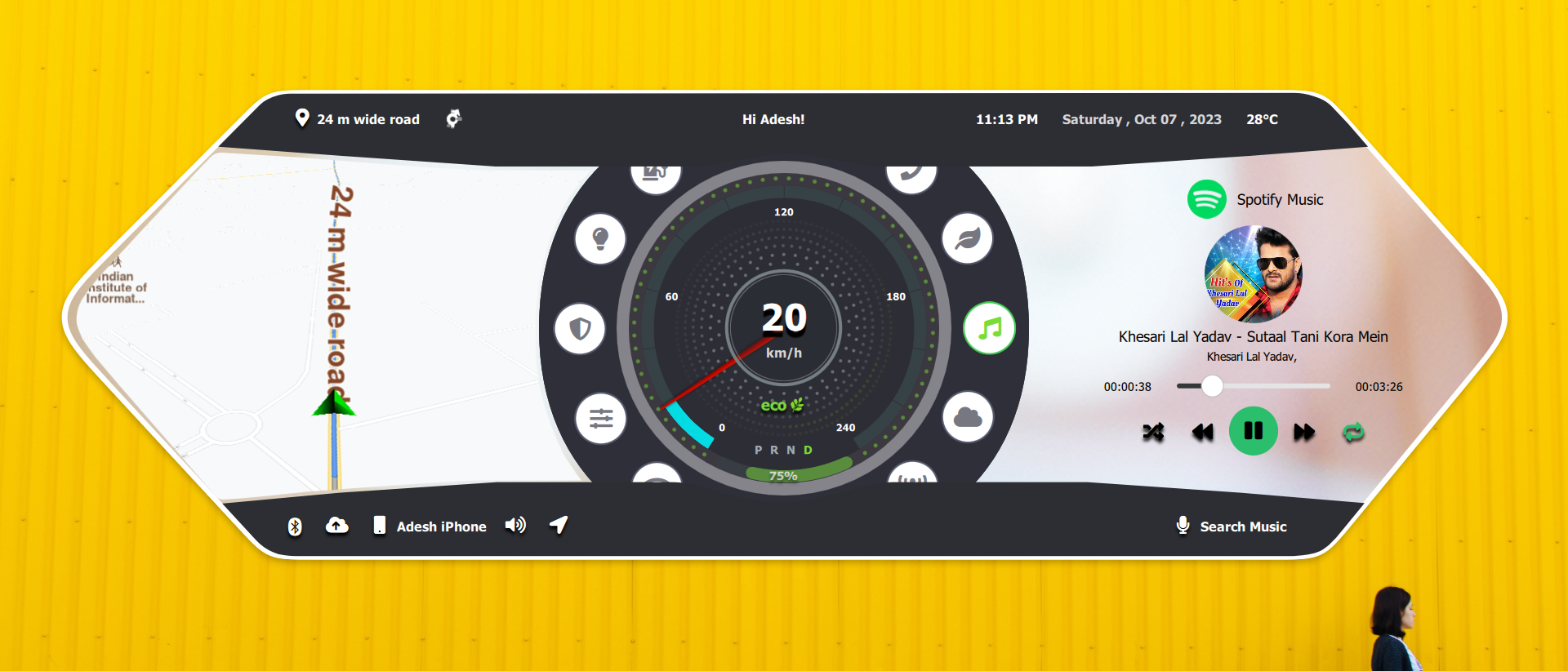 Weather And Music State Qt/QML interface screenshot