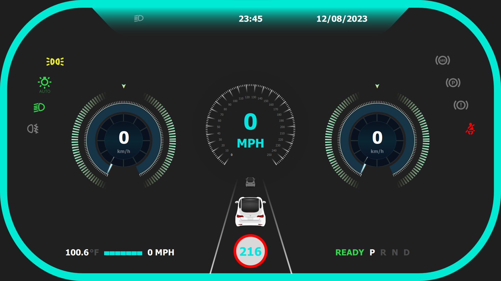 Idle Instrument Cluster Qt/QML interface screenshot