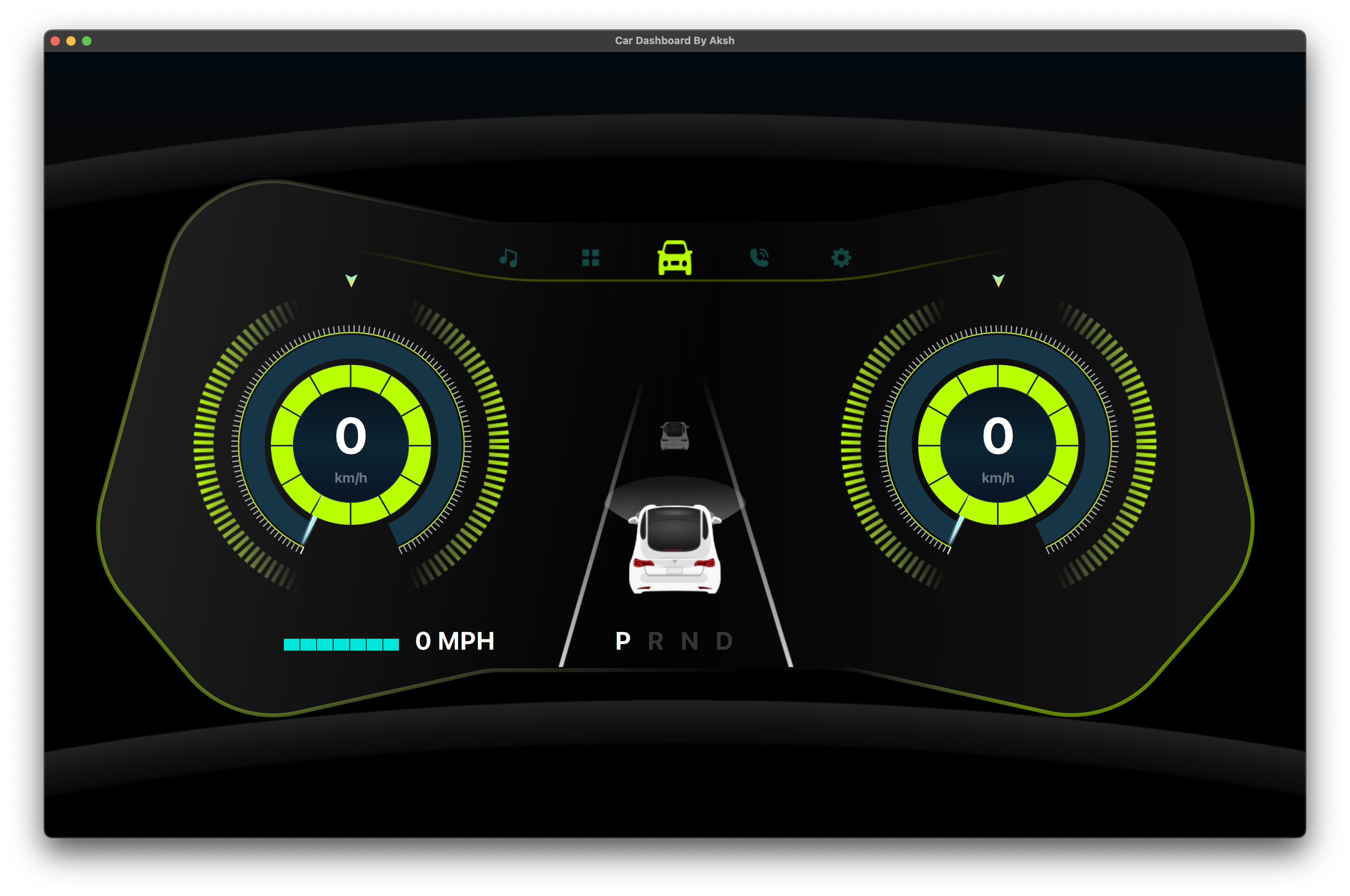 Dual Gauge Cluster Shell Qt/QML interface screenshot