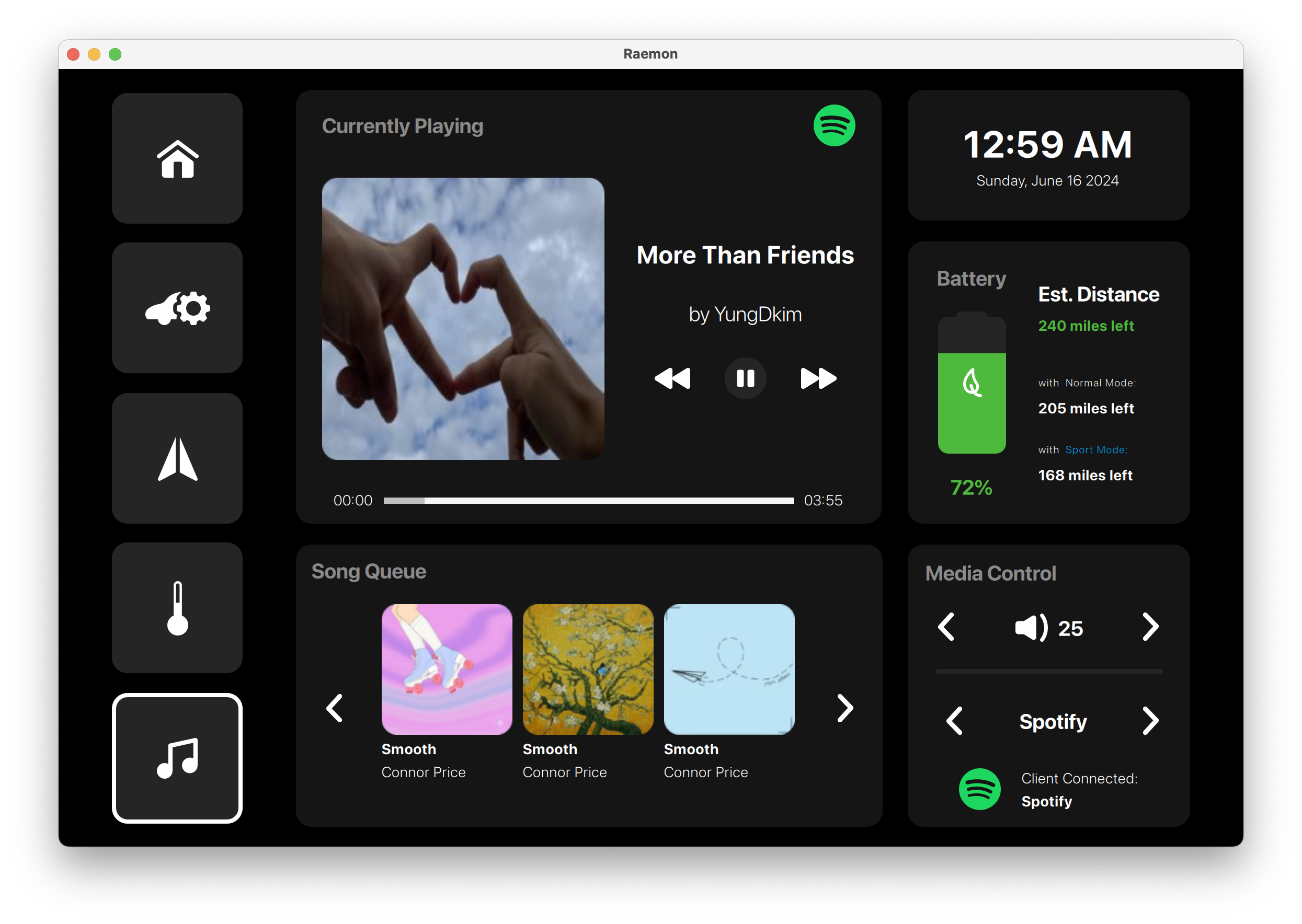 Large Media Player Layout Qt/QML interface screenshot