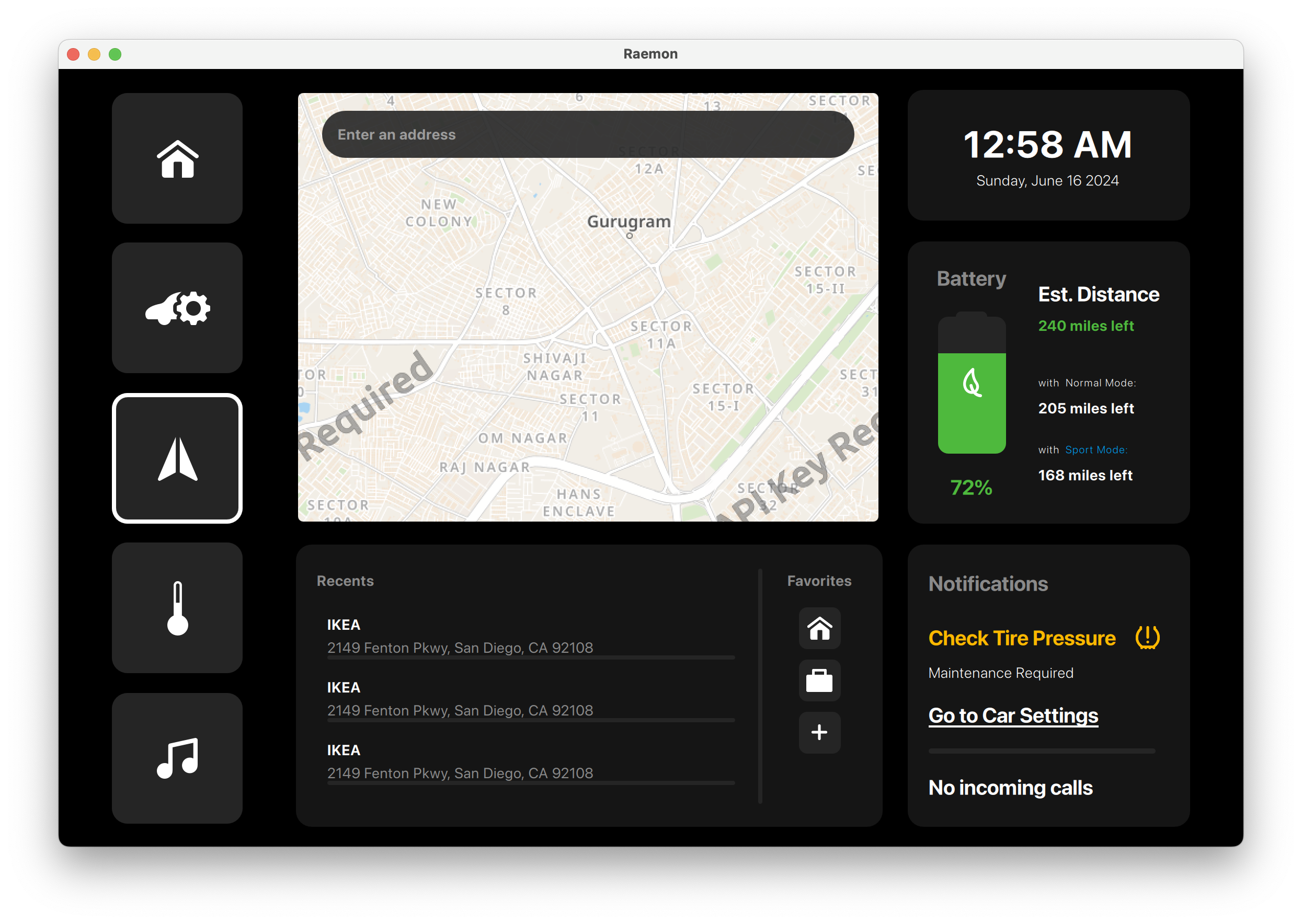 Navigation Route View Qt/QML interface screenshot
