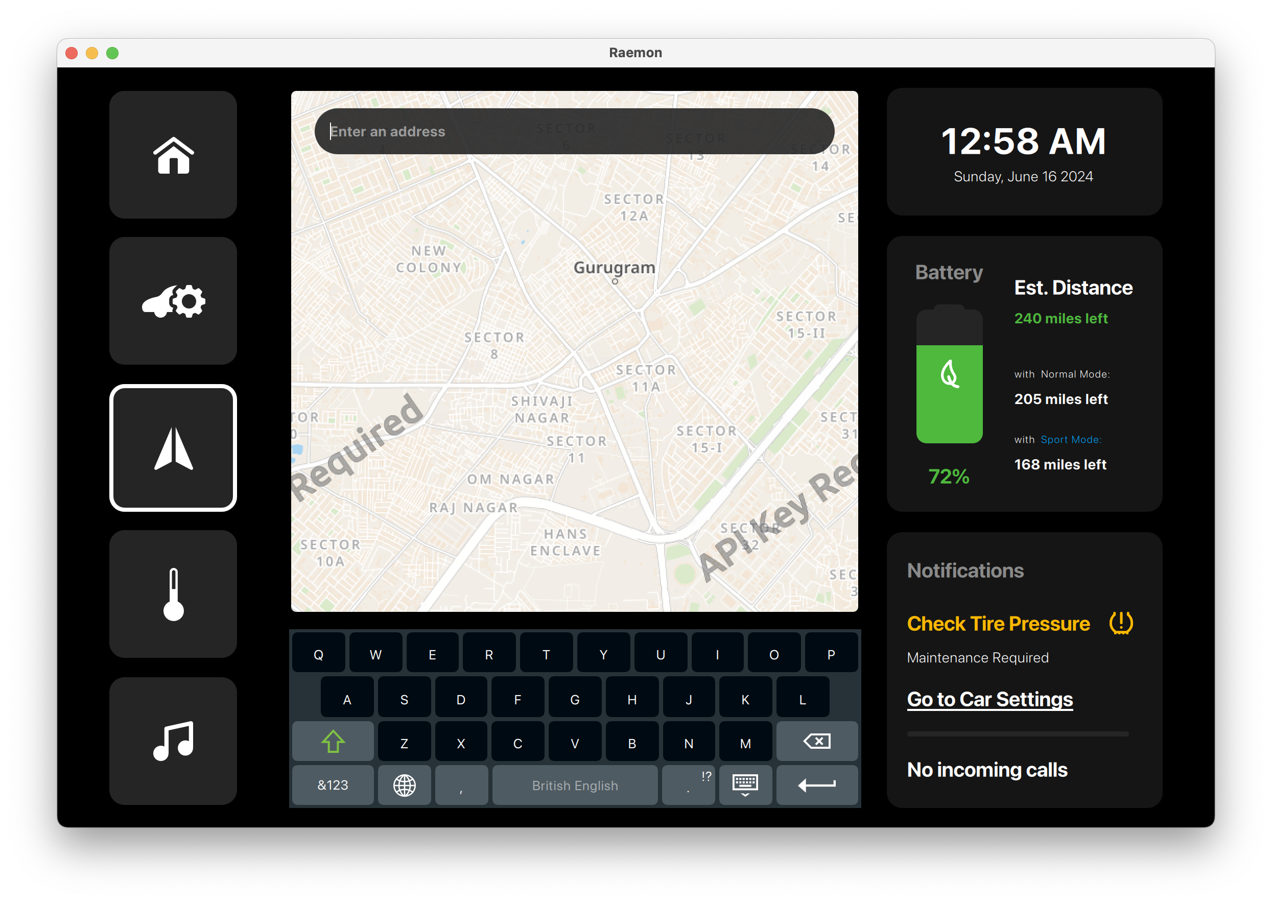 Navigation Search Keyboard Qt/QML interface screenshot
