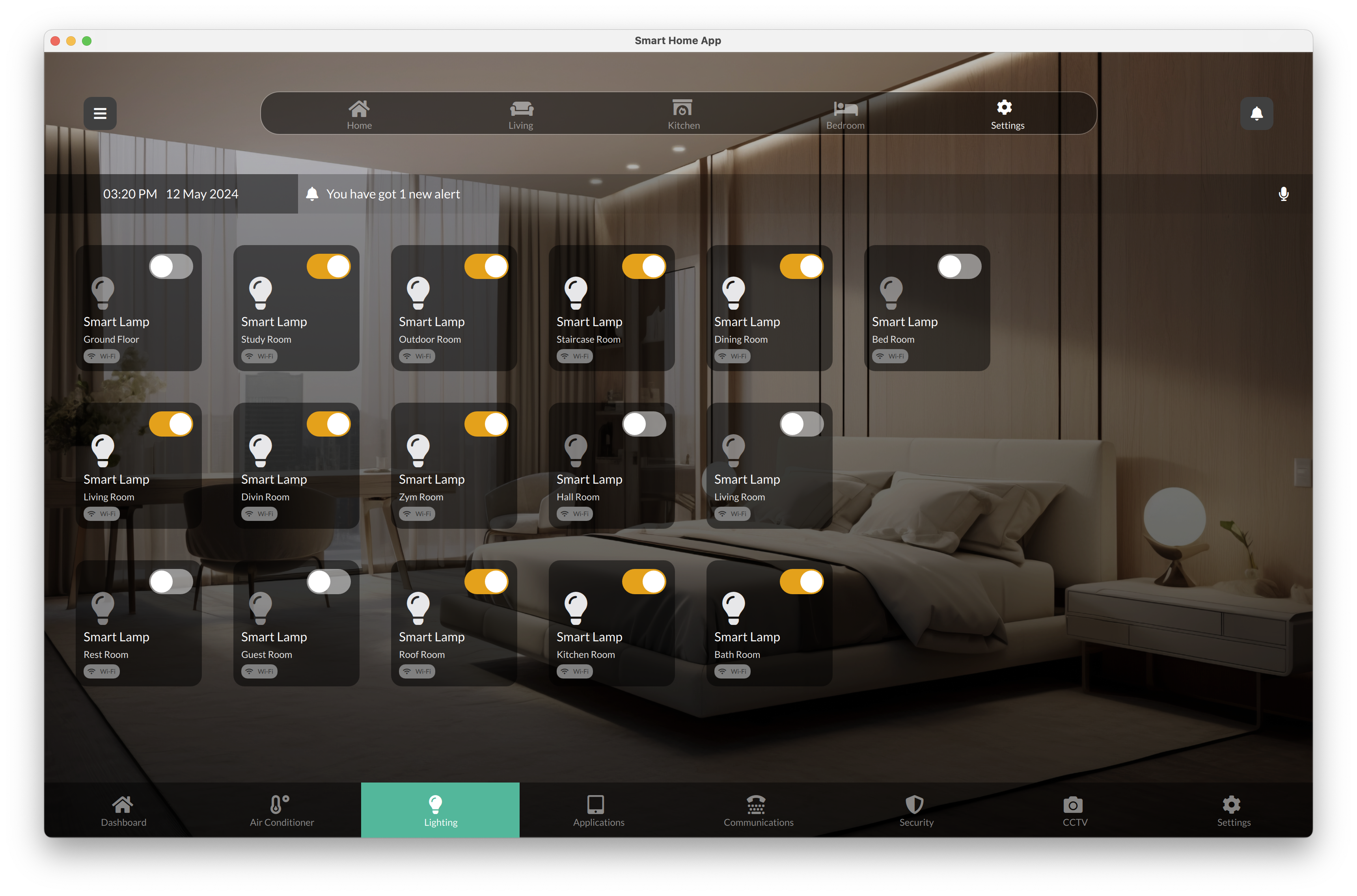 Lighting Device Grid Qt/QML interface screenshot
