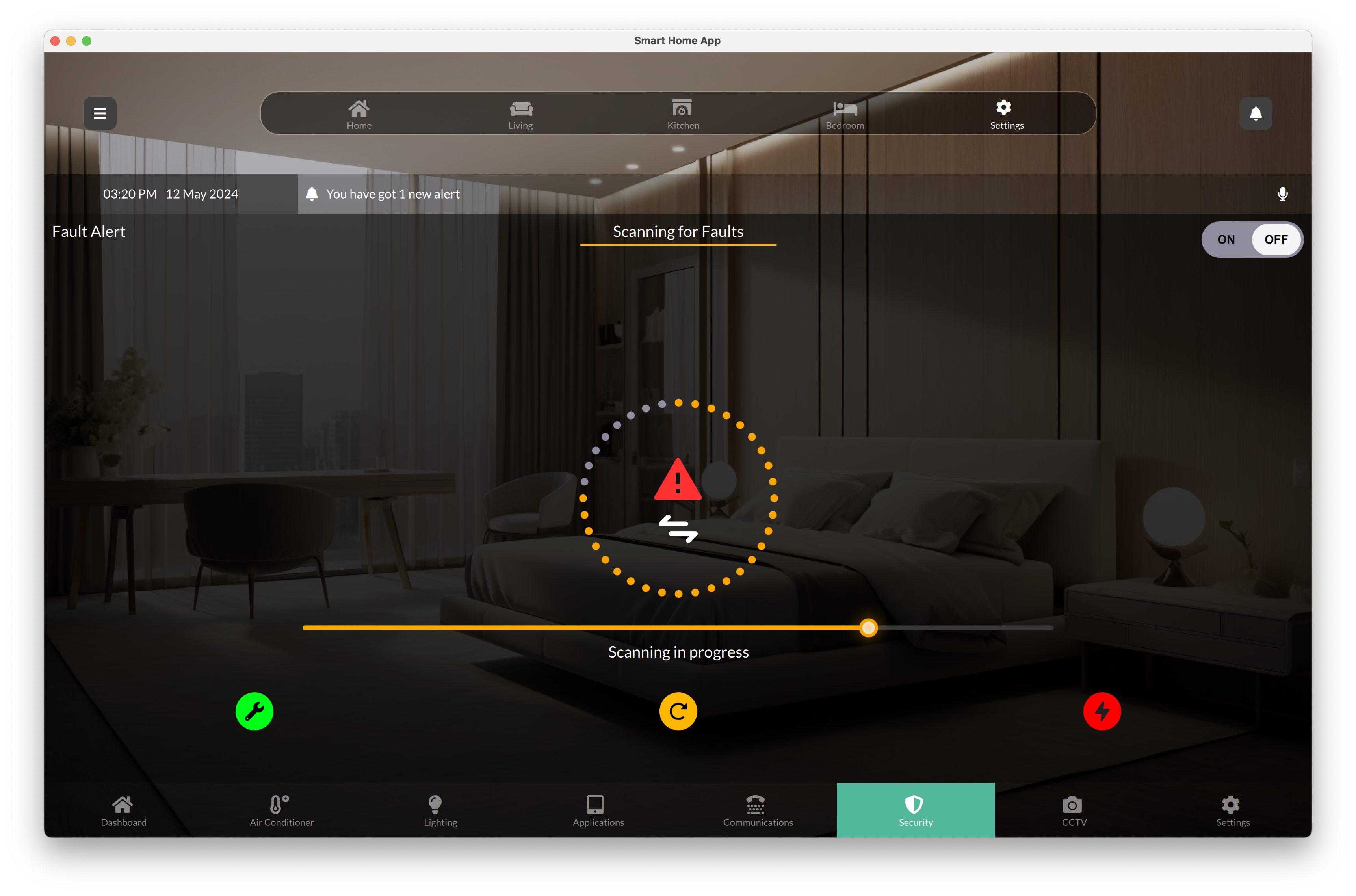 Security Scanning View Qt/QML interface screenshot