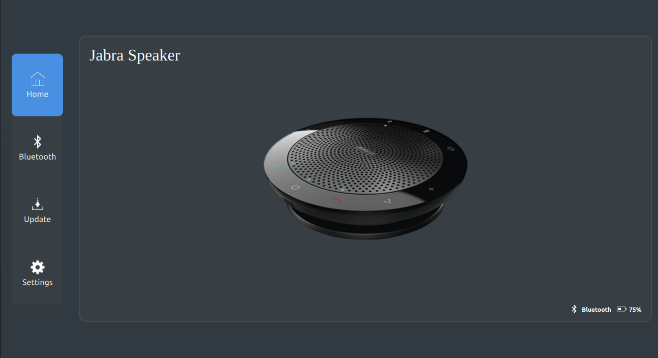 Jabra Speaker Home Qt/QML interface screenshot