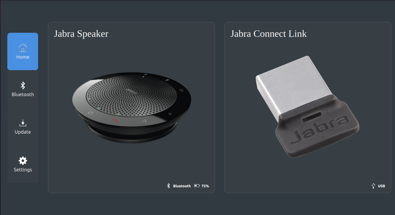 Speaker And Connect Link Overview Qt/QML interface screenshot