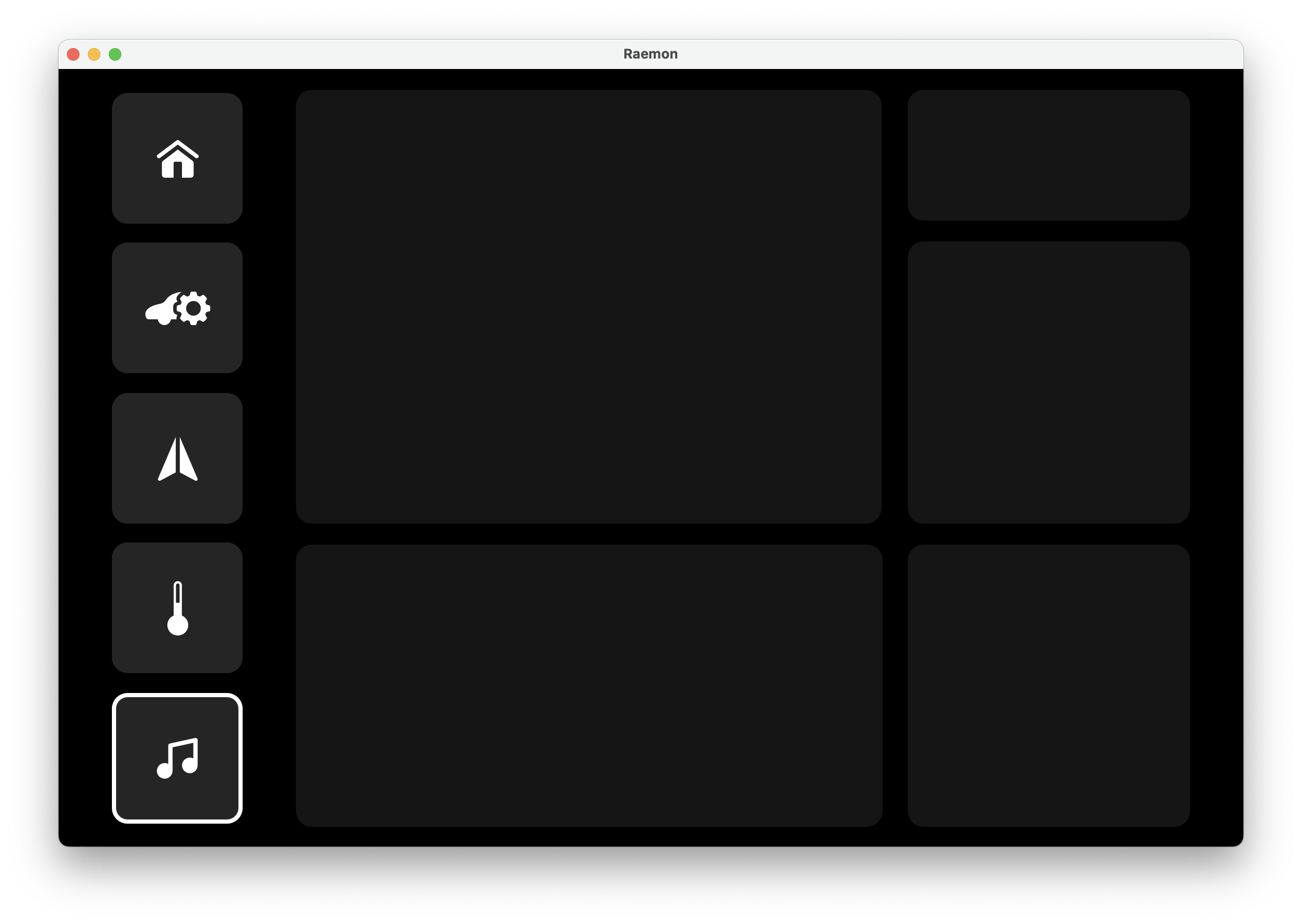 Media Dashboard Layout Qt/QML interface screenshot