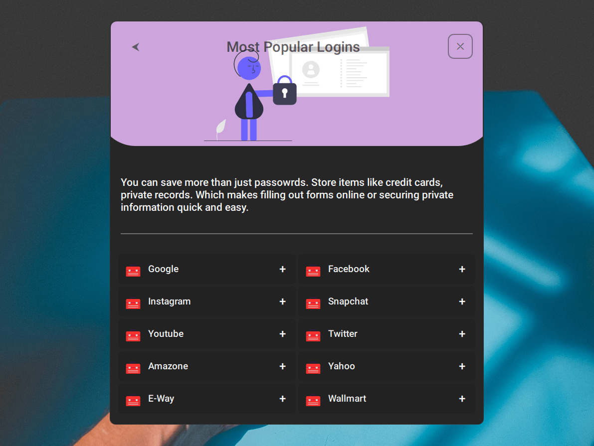 Most Popular Logins Qt/QML interface screenshot