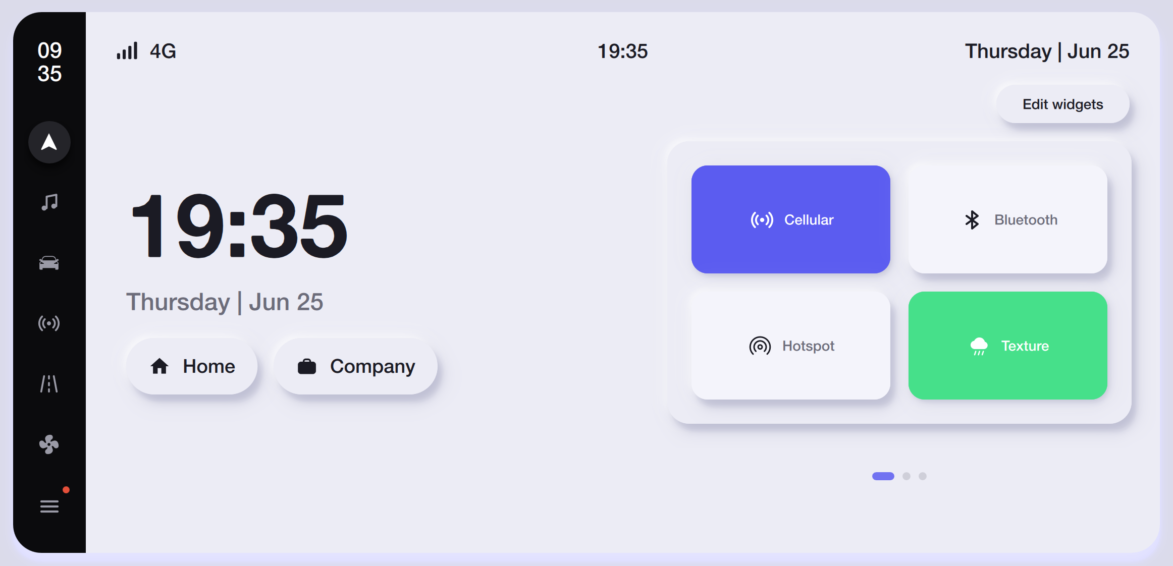 Connectivity Widgets — Light Theme Qt/QML interface screenshot