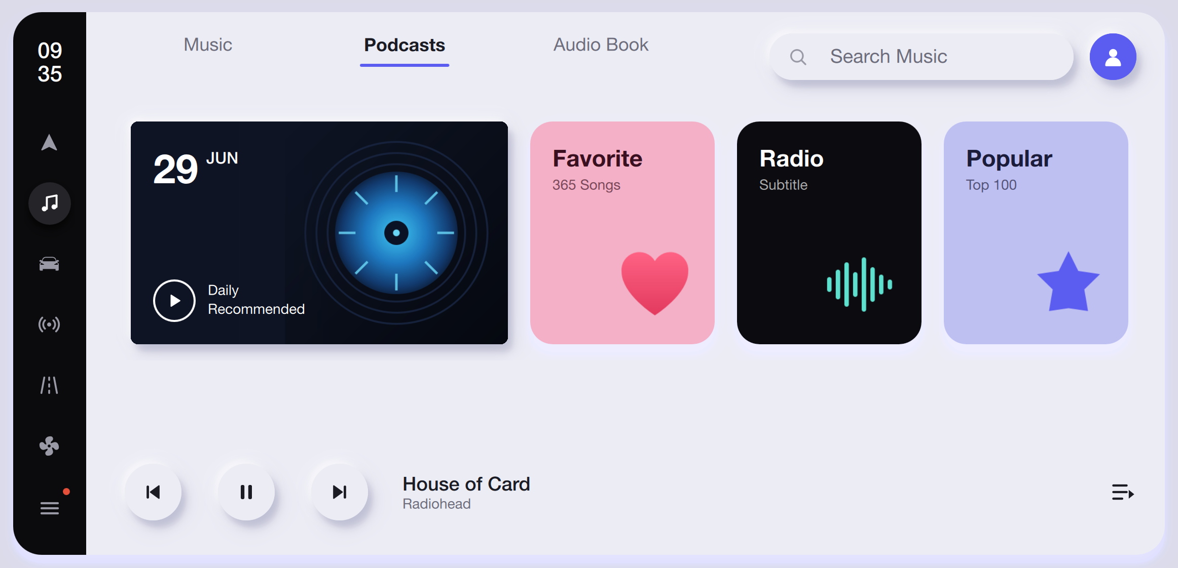 Media Library — Light Theme Qt/QML interface screenshot