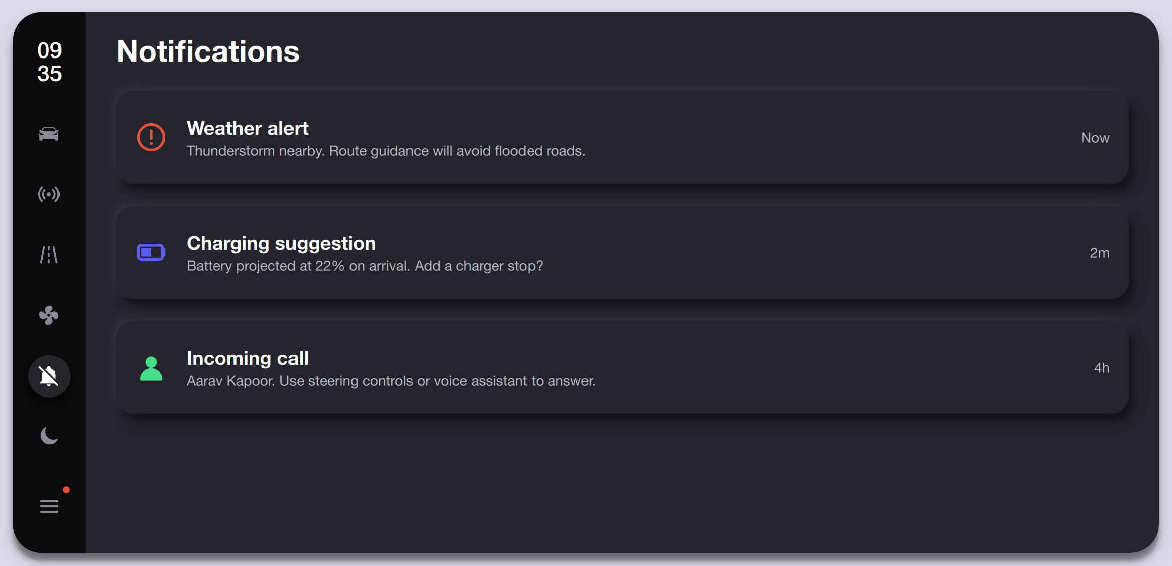 Notification Center — Dark Theme Qt/QML interface screenshot