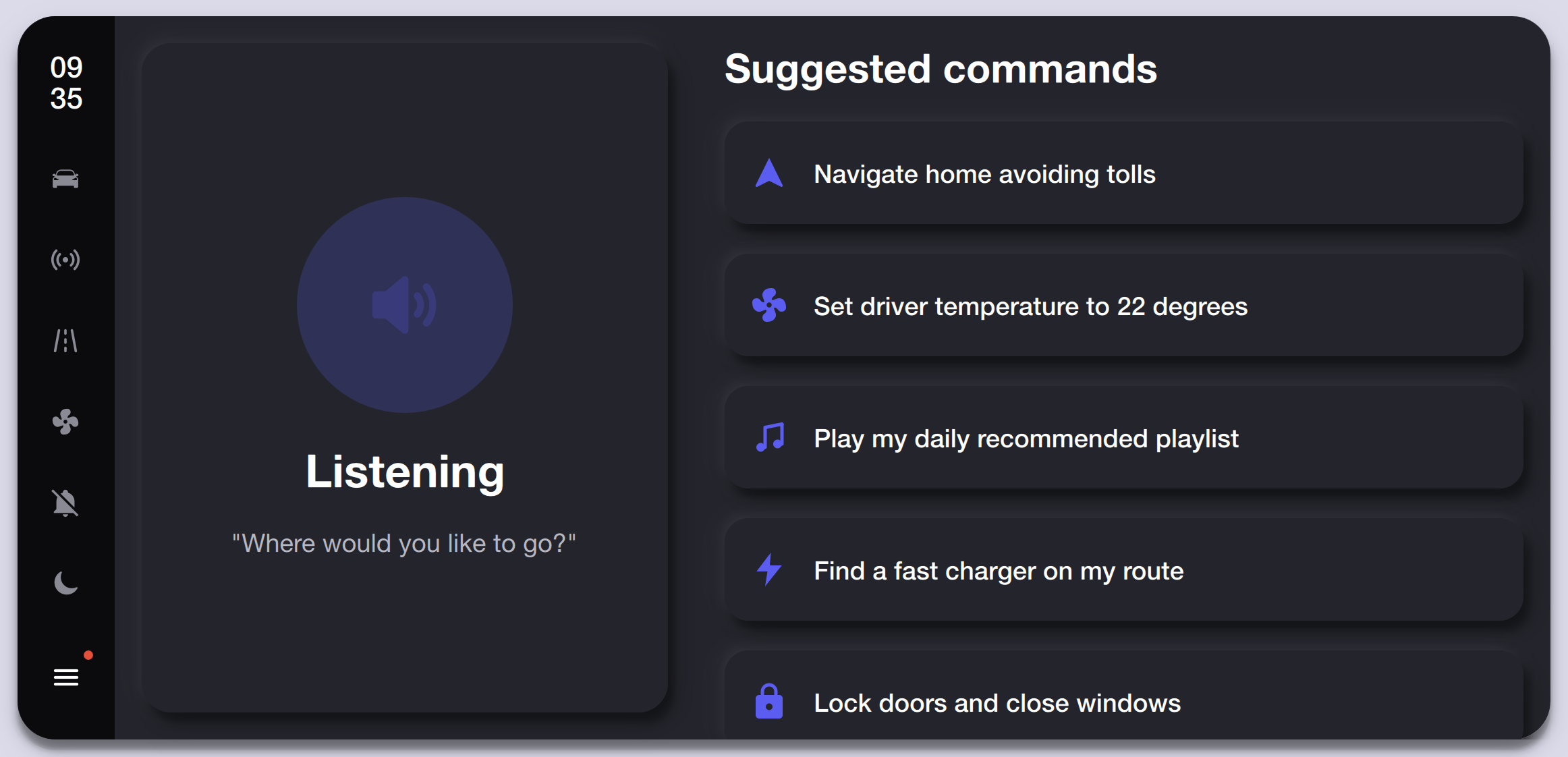 Voice Assistant — Dark Theme Qt/QML interface screenshot