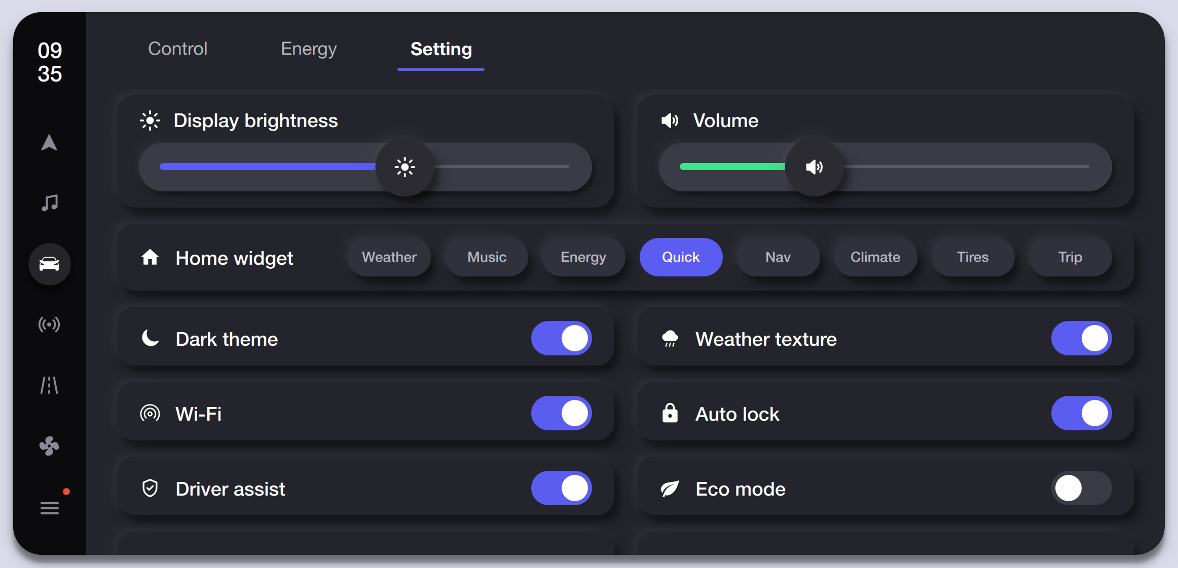 System Settings — Dark Theme Qt/QML interface screenshot