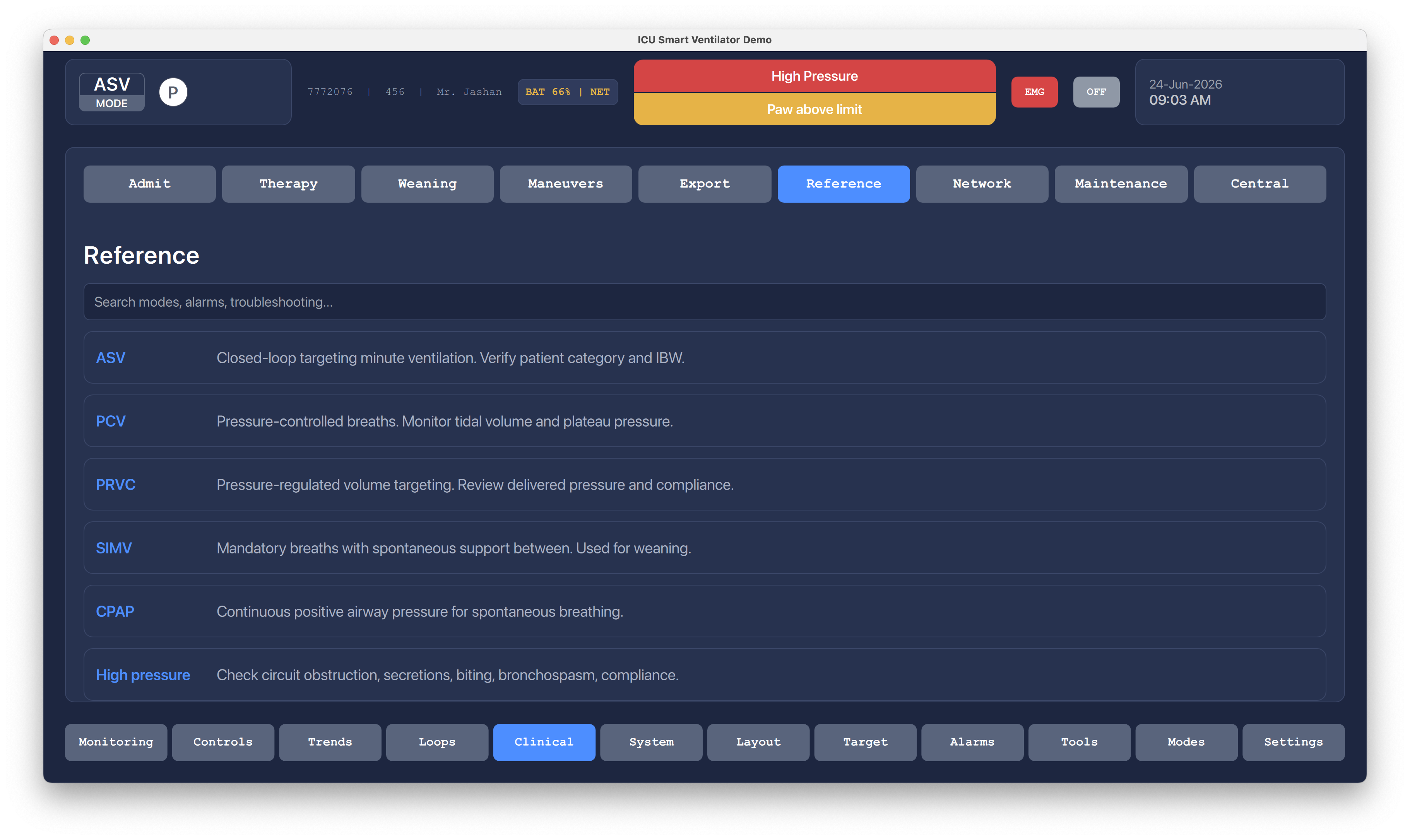 Clinical Reference Ranges Qt/QML interface screenshot