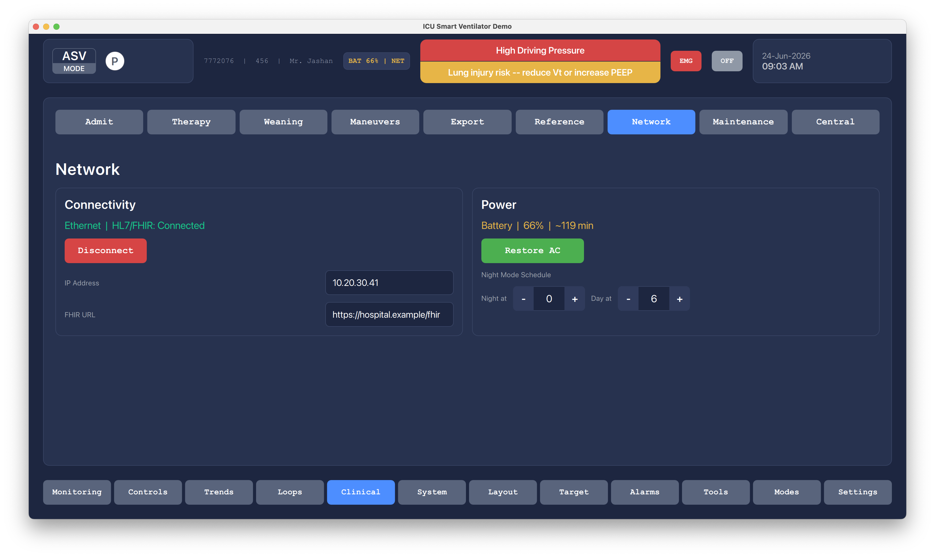 Network Status Qt/QML interface screenshot
