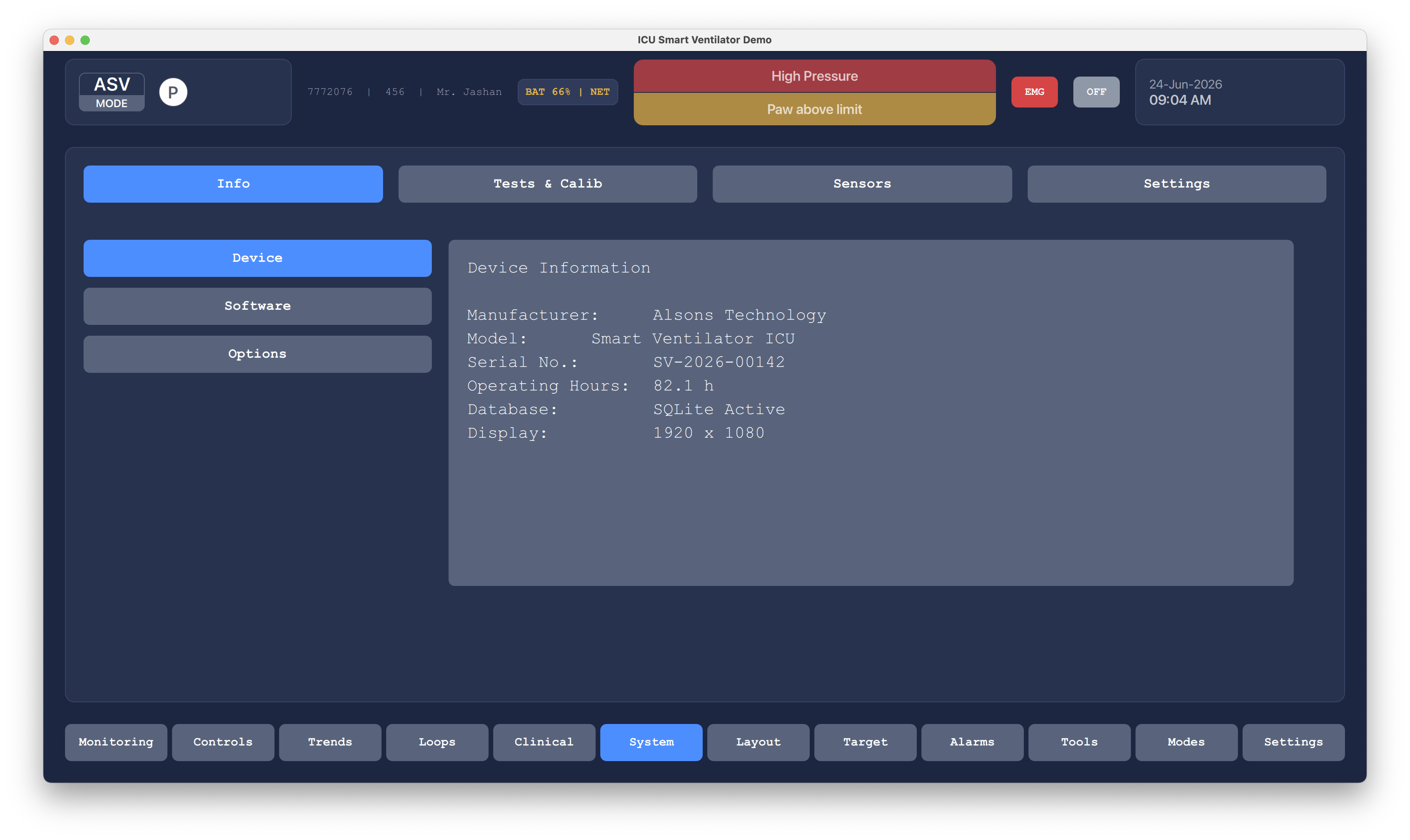 System Status Qt/QML interface screenshot
