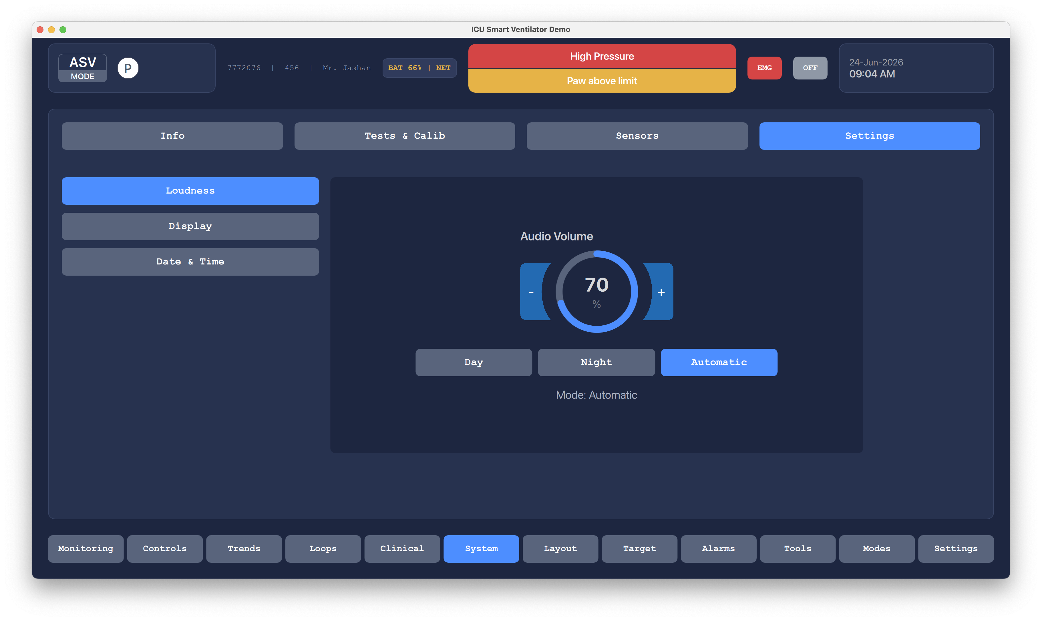 Target Settings Qt/QML interface screenshot