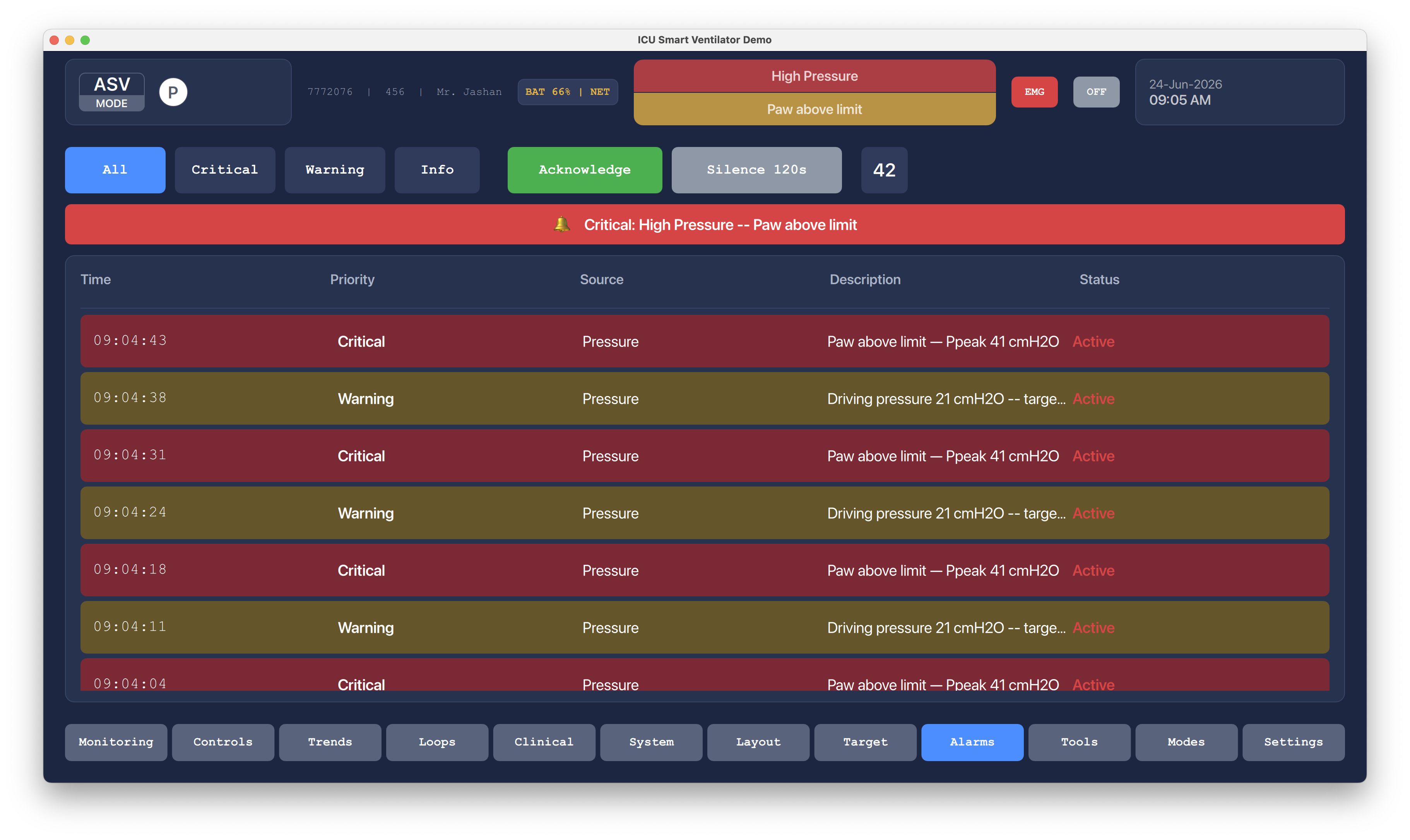 Mode Change Confirmation Qt/QML interface screenshot