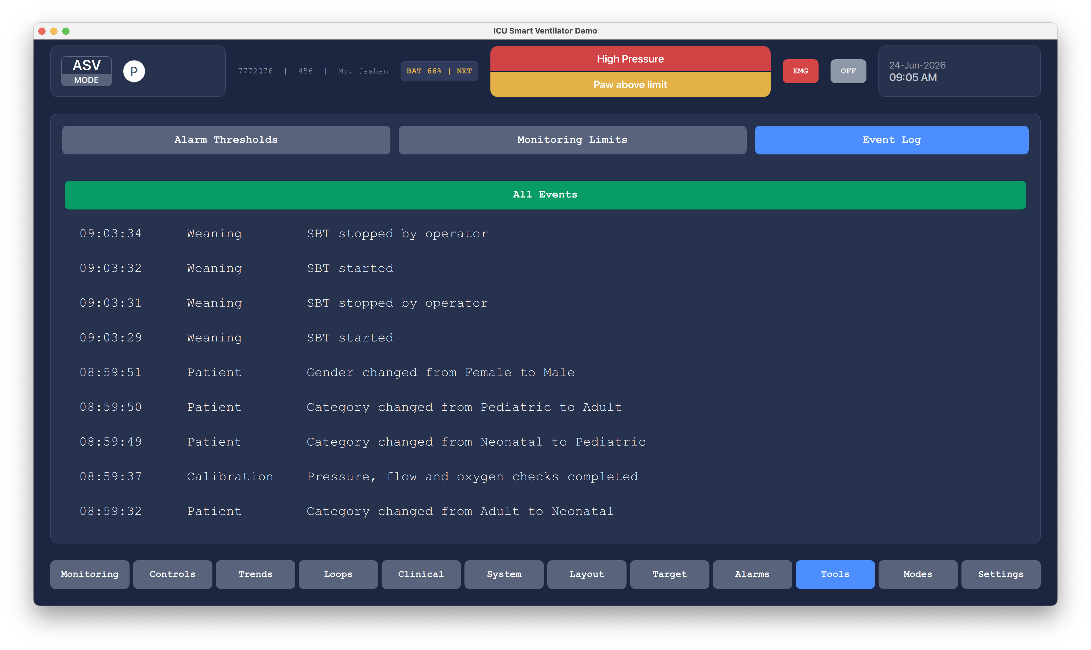 Frozen Waveform Review Qt/QML interface screenshot