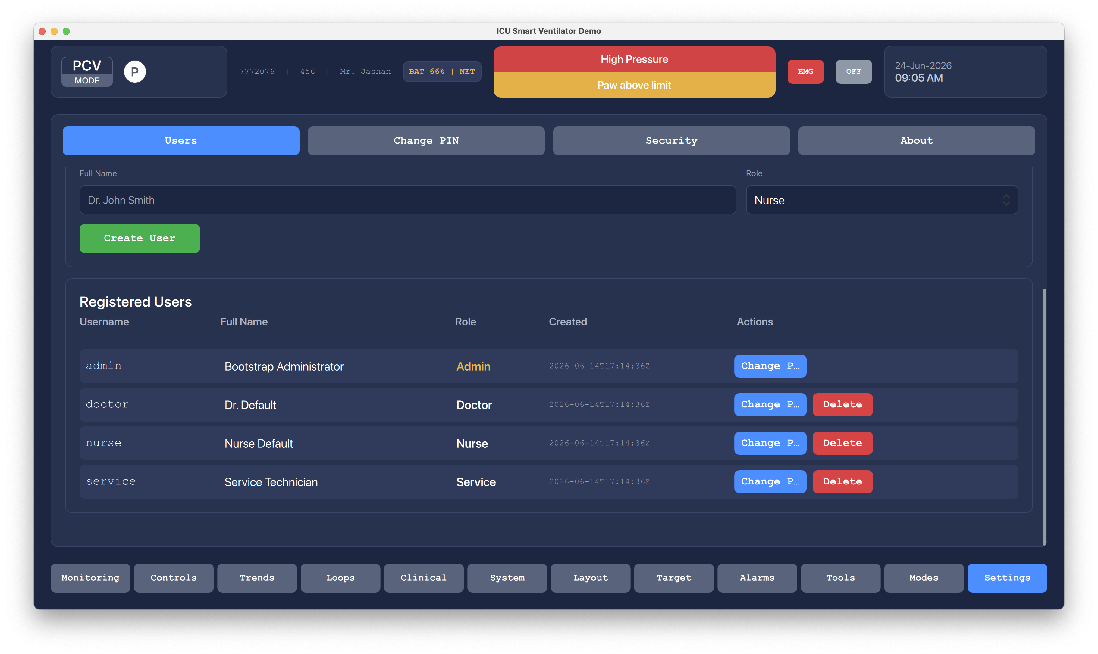 Test And Calibration Flow Qt/QML interface screenshot