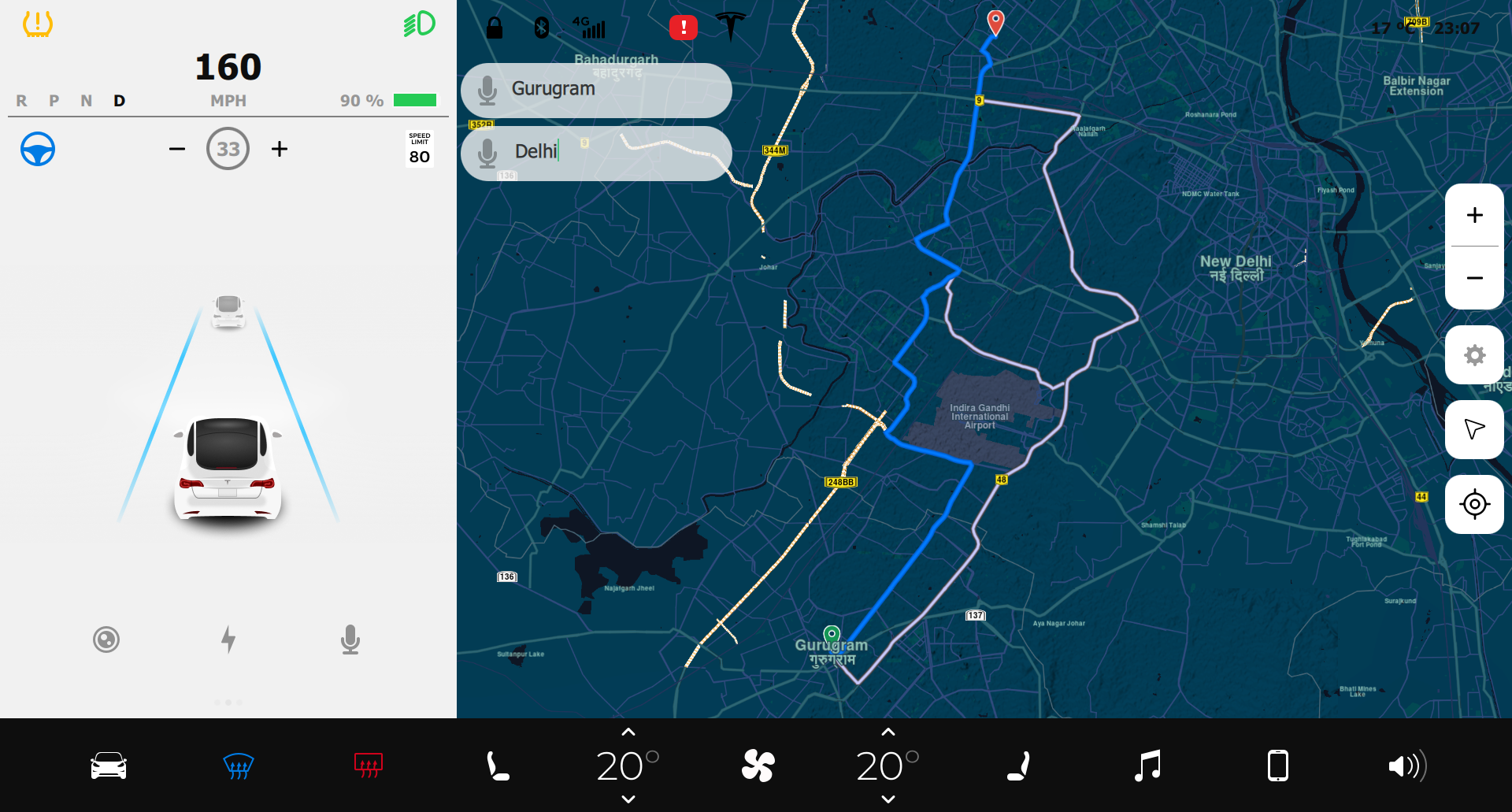 Full Navigation With Driver Visualization Qt/QML interface screenshot