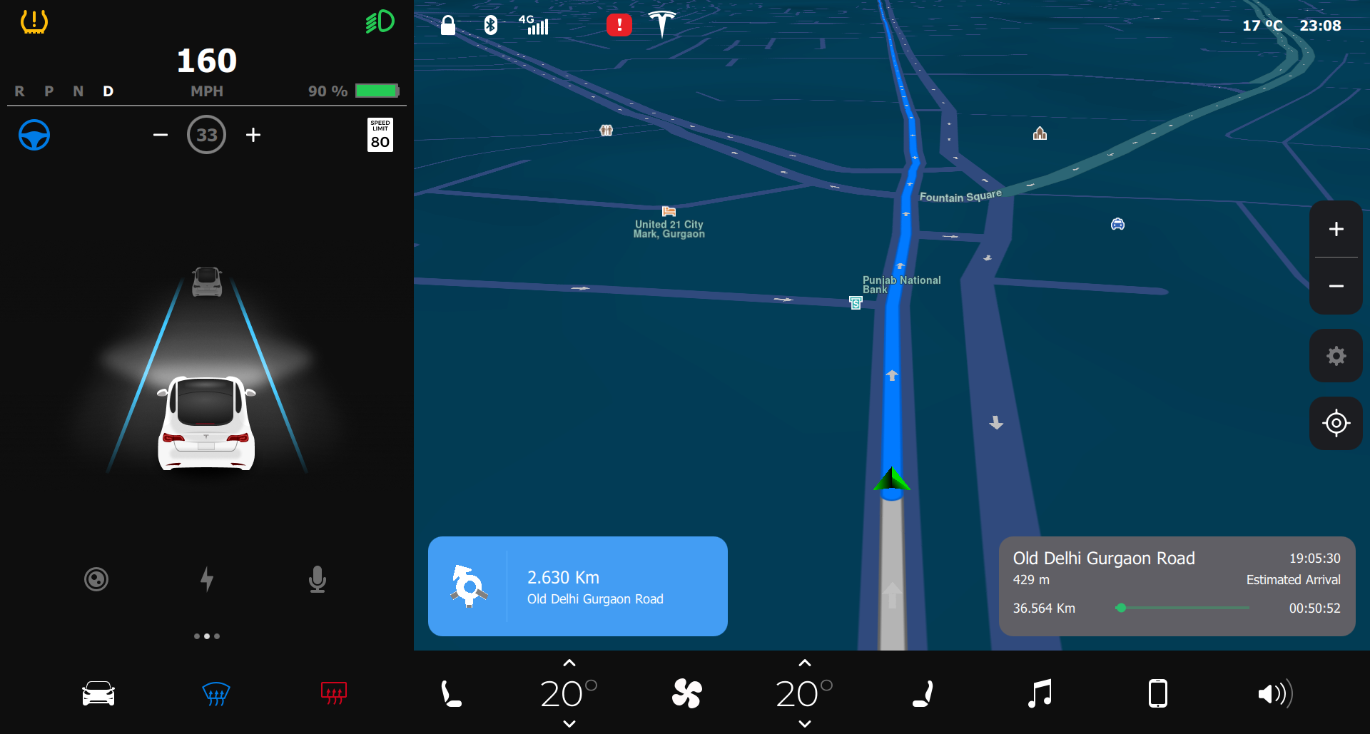 Night Navigation Guidance Qt/QML interface screenshot