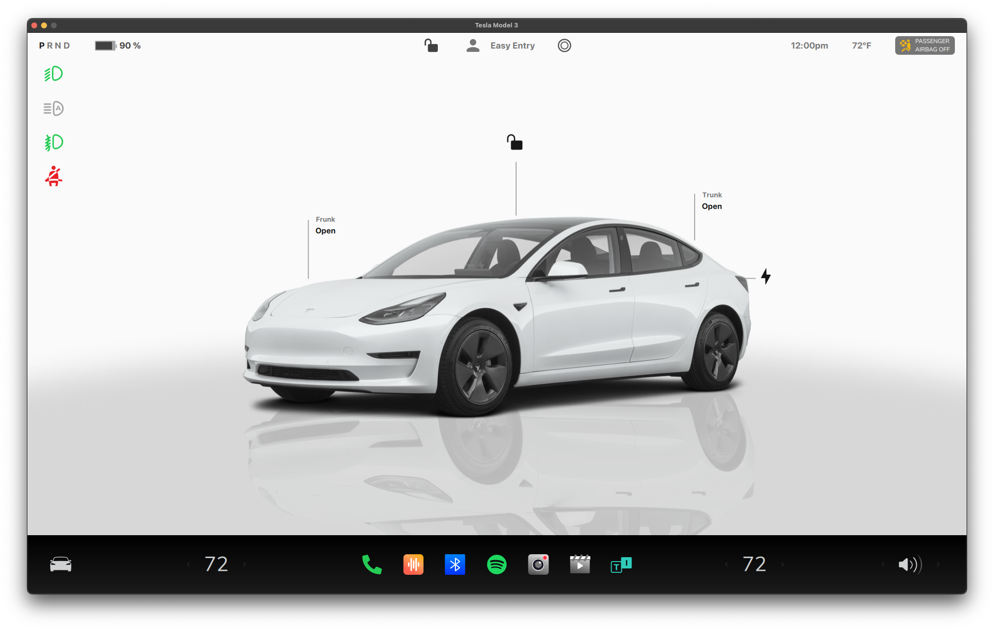 Light Vehicle Visualization Qt/QML interface screenshot