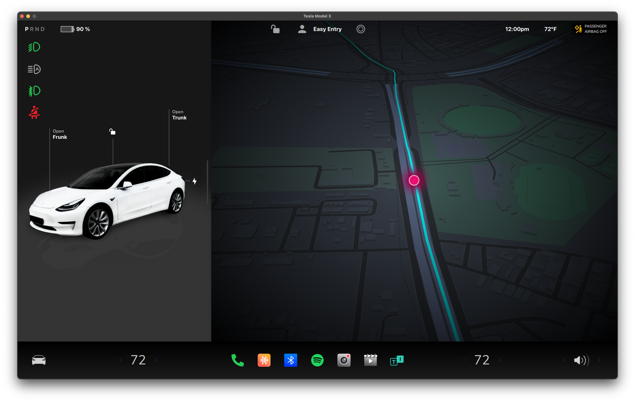 Dark Map Split View Qt/QML interface screenshot